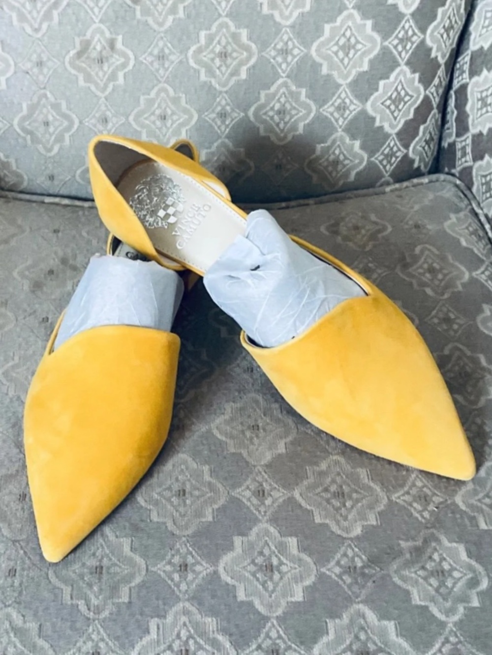 Vince Camuto Brelanie Marigold Yellow Suede Pointed d'Orsay Flats Size 9 - Picture 7 of 7